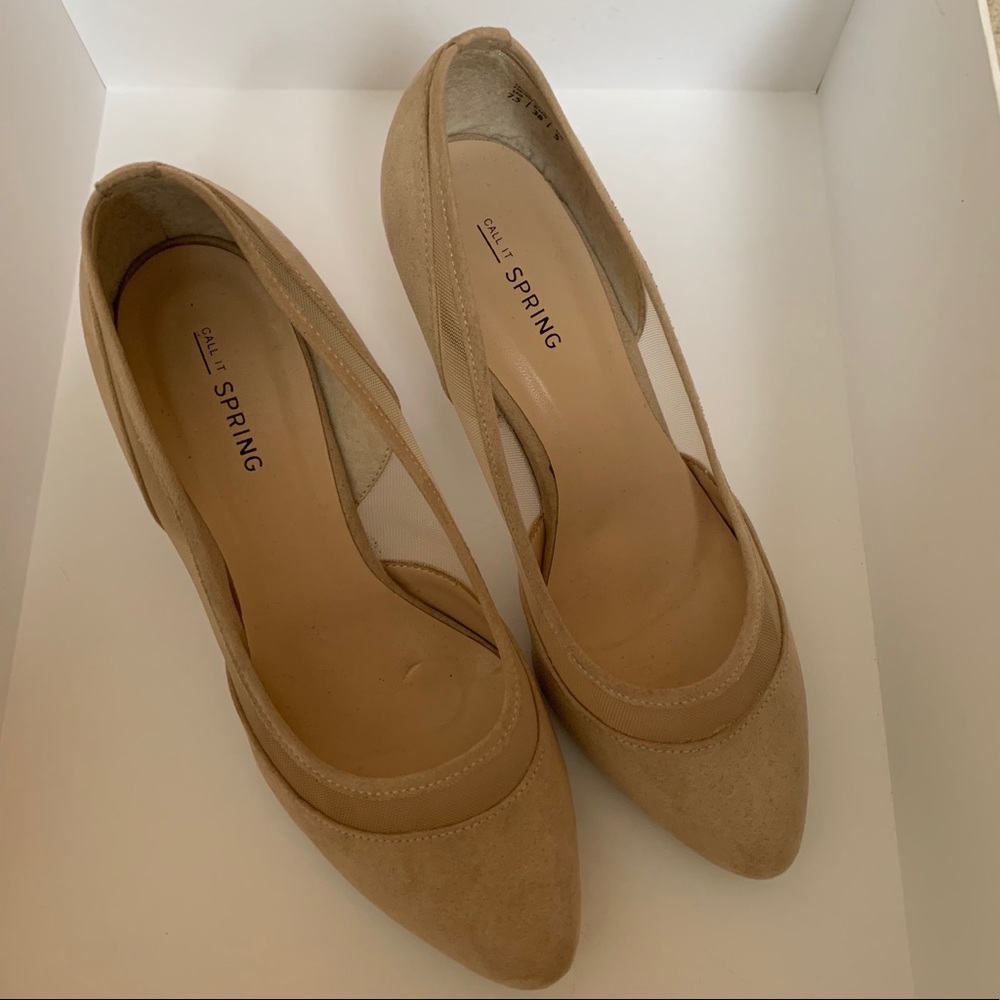 Call It Spring Nude Mesh Heels